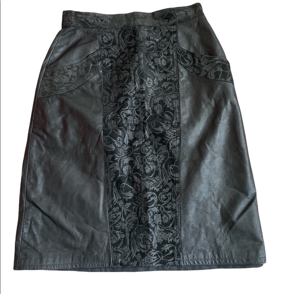 Vintage Winlit Leather & suede skirt size 11/12 - Picture 1 of 16